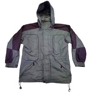 Gerry Hooded Outdoor Jacket Men's Large Green Black Color Block Water Resistant